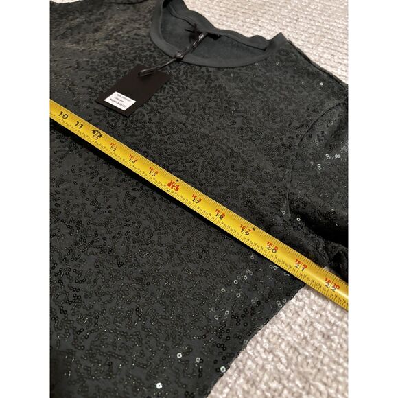 NWT DKNY Moss Green Sequin Short Sleeve Tee Shirt M Party Holiday Chic Glam - Picture 4 of 8